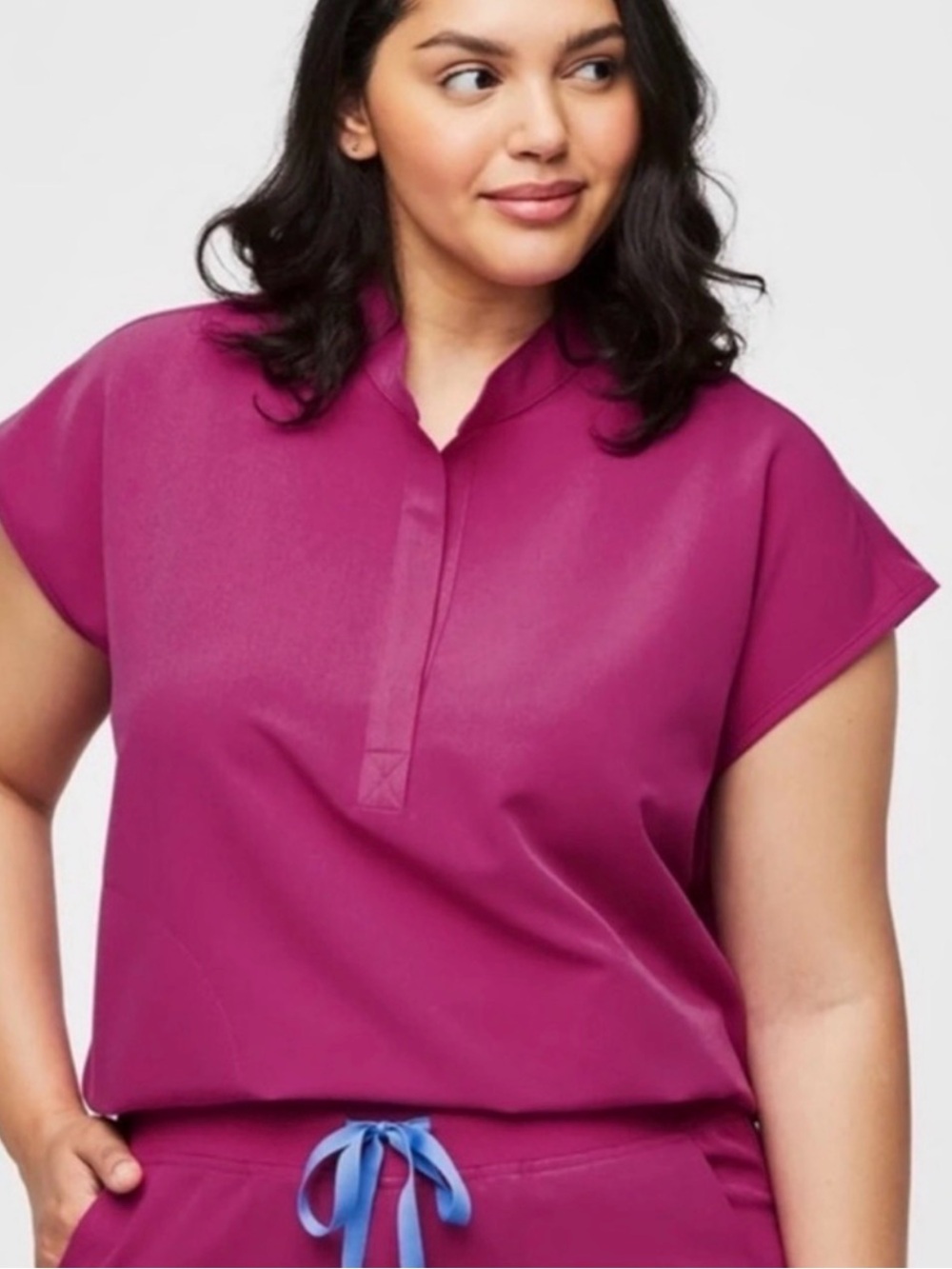 Figs Rafaela Scrub Top Large Raspberry